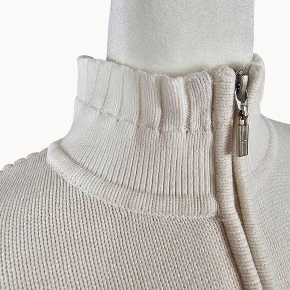 Women Knit Winter Fall Harvest Casual 3/4 Zip TurtleNeck Sweater TommyHilfiger L - Picture 8 of 15